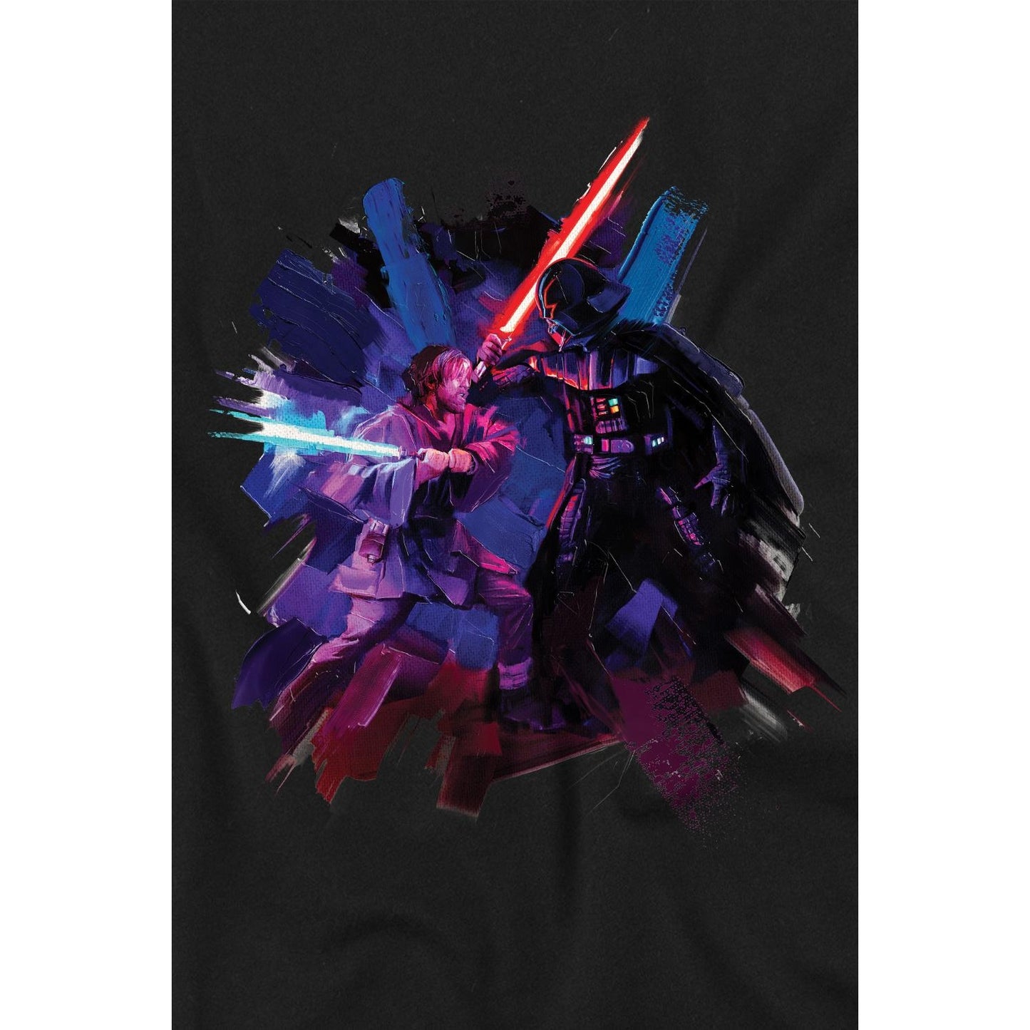 Black - Back - Star Wars Childrens-Kids Obi Wan Kenobi Vader Painted T-Shirt