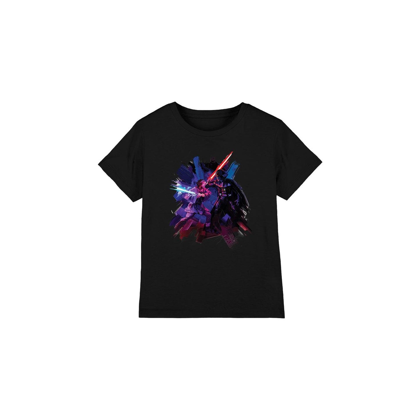 Black - Front - Star Wars Childrens-Kids Obi Wan Kenobi Vader Painted T-Shirt