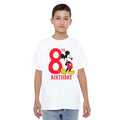 White - Side - Disney Childrens-Kids Mickey Mouse 8th Birthday T-Shirt