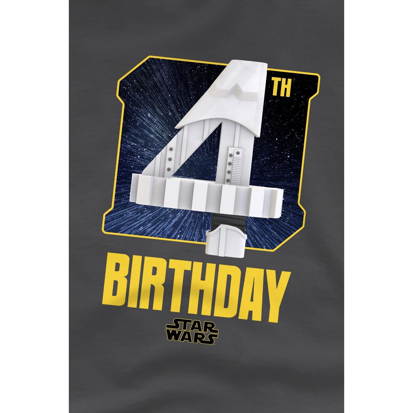 Charcoal - Back - Star Wars Childrens-Kids Stormtrooper Space 4th Birthday T-Shirt