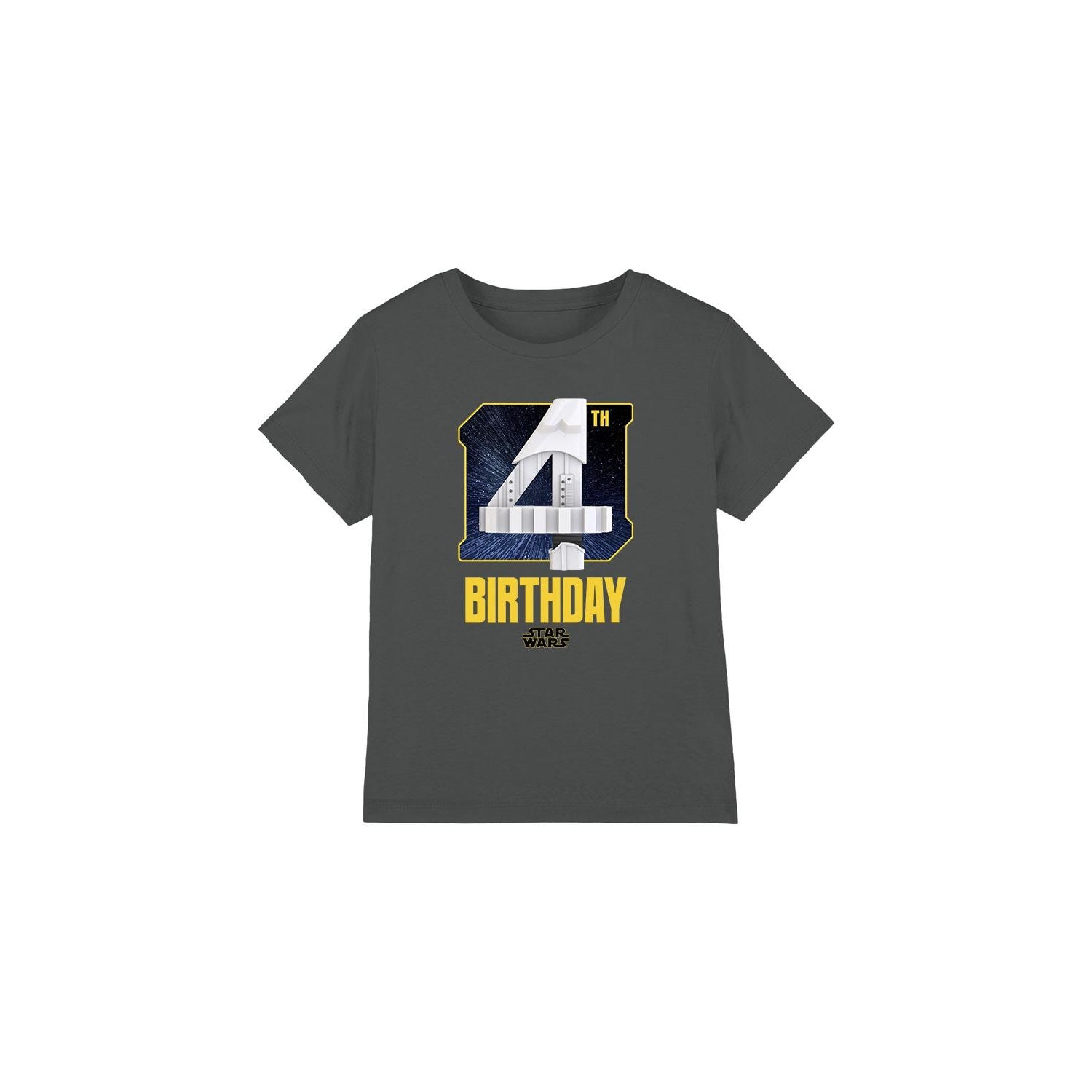 Charcoal - Front - Star Wars Childrens-Kids Stormtrooper Space 4th Birthday T-Shirt