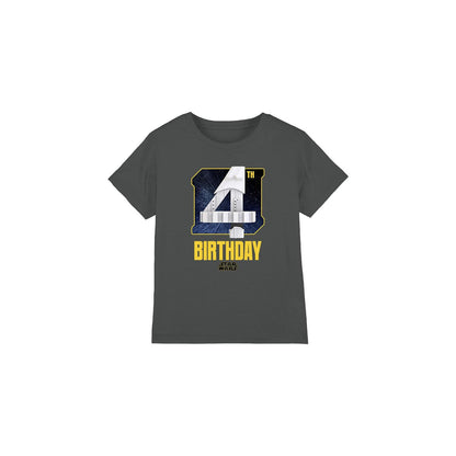 Charcoal - Front - Star Wars Childrens-Kids Stormtrooper Space 4th Birthday T-Shirt
