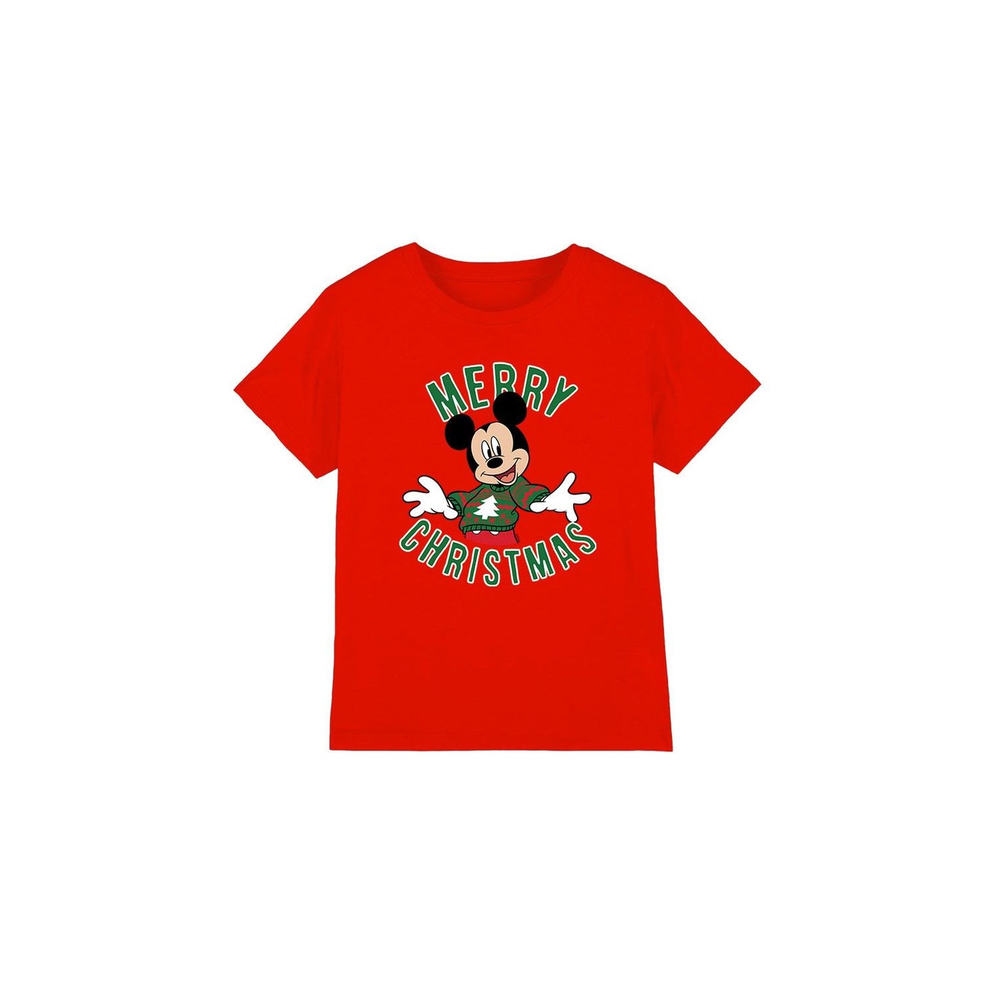 Red - Front - Disney Childrens-Kids Mickey Mouse Christmas Sweater T-Shirt