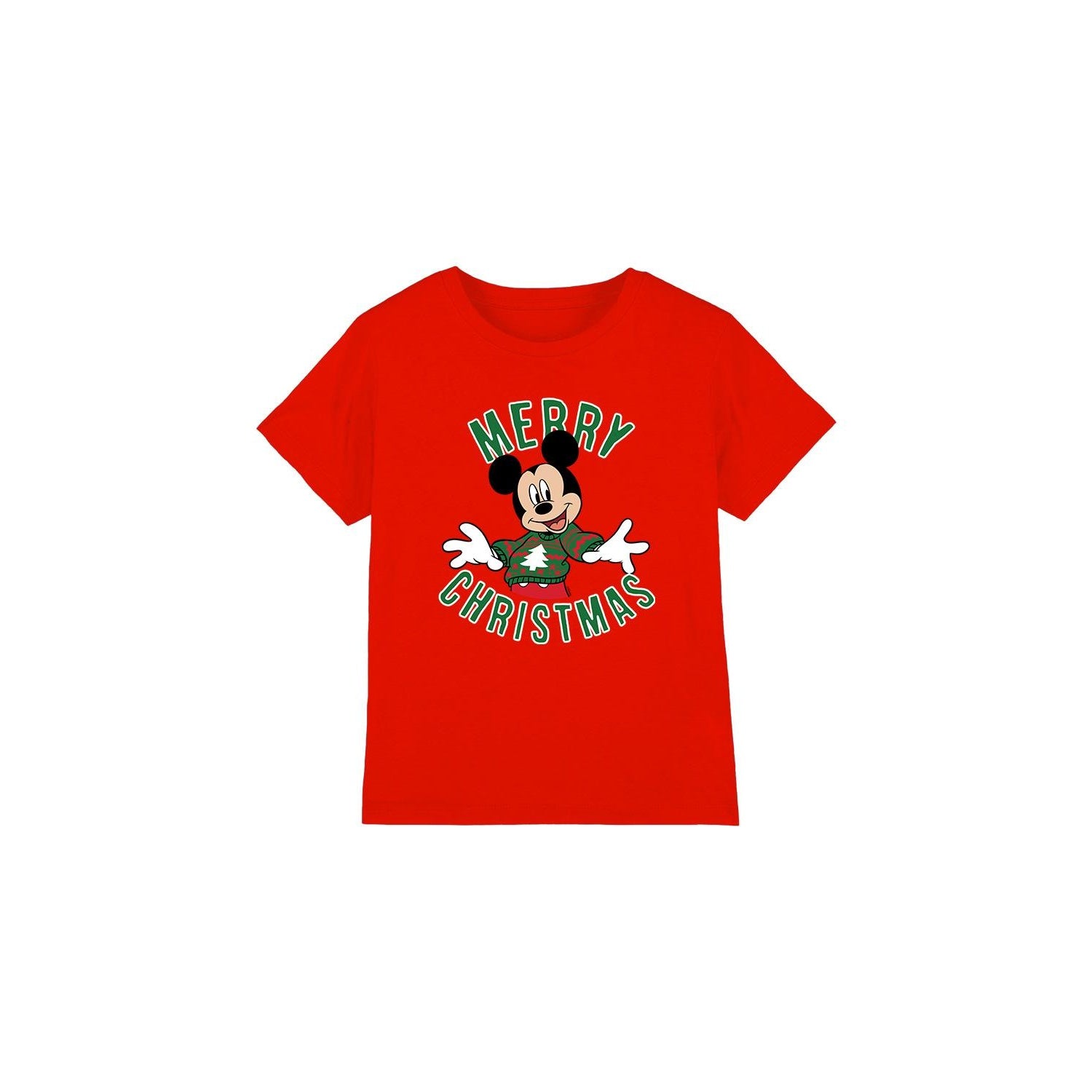 Red - Front - Disney Childrens-Kids Mickey Mouse Christmas Sweater T-Shirt