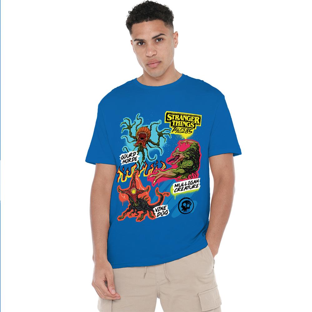 Royal Blue - Side - Stranger Things: Tales from ´85 Unisex Adult Monsters Scrapbook T-Shirt
