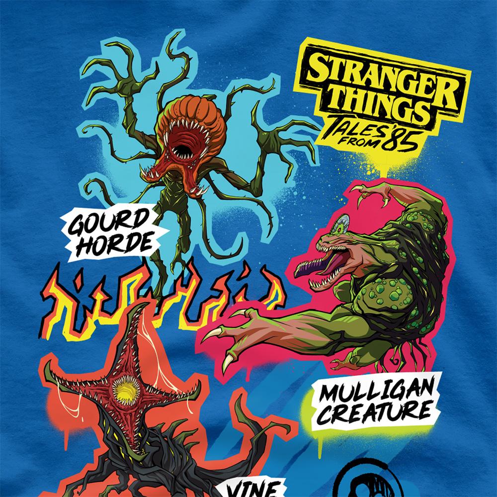 Royal Blue - Pack Shot - Stranger Things: Tales from ´85 Unisex Adult Monsters Scrapbook T-Shirt