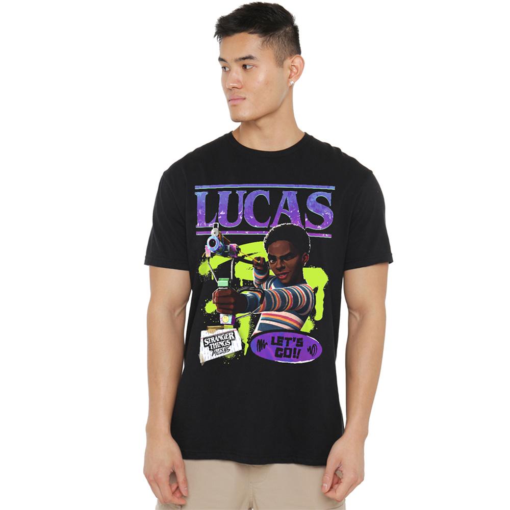 Black - Side - Stranger Things Unisex Adult Tales From ´85 Lucas T-Shirt