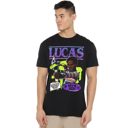 Black - Side - Stranger Things Unisex Adult Tales From ´85 Lucas T-Shirt