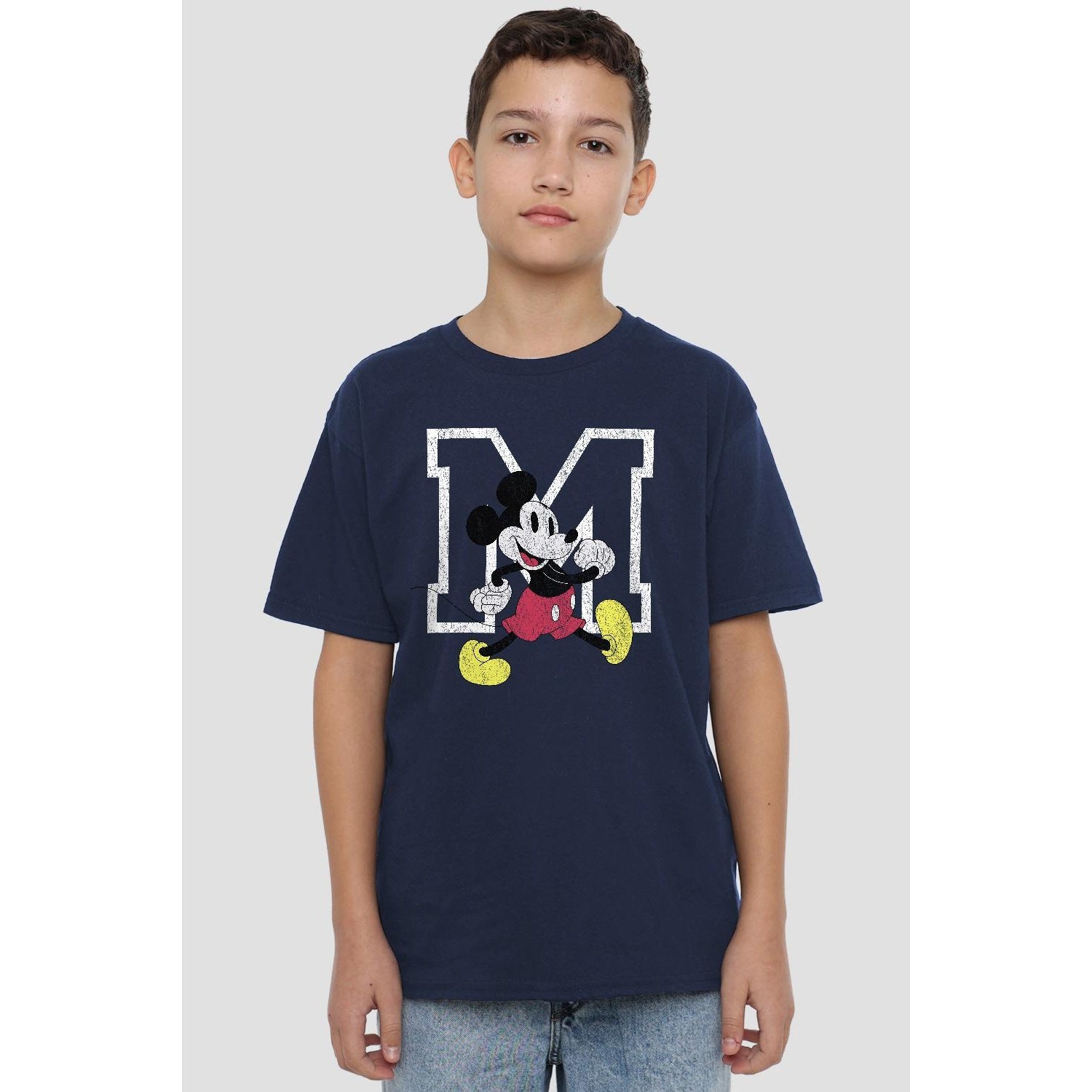 Navy - Side - Disney Childrens-Kids Mickey Mouse Classic Walk T-Shirt
