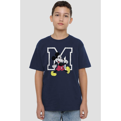Navy - Side - Disney Childrens-Kids Mickey Mouse Classic Walk T-Shirt
