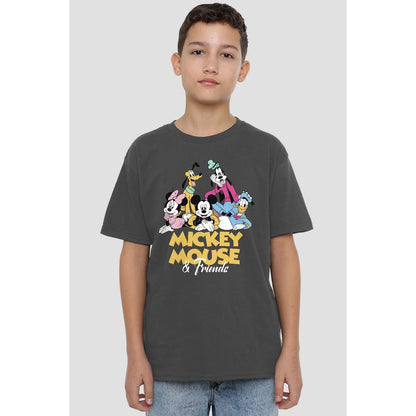 Charcoal - Side - Disney Childrens-Kids Mickey Mouse Friends T-Shirt