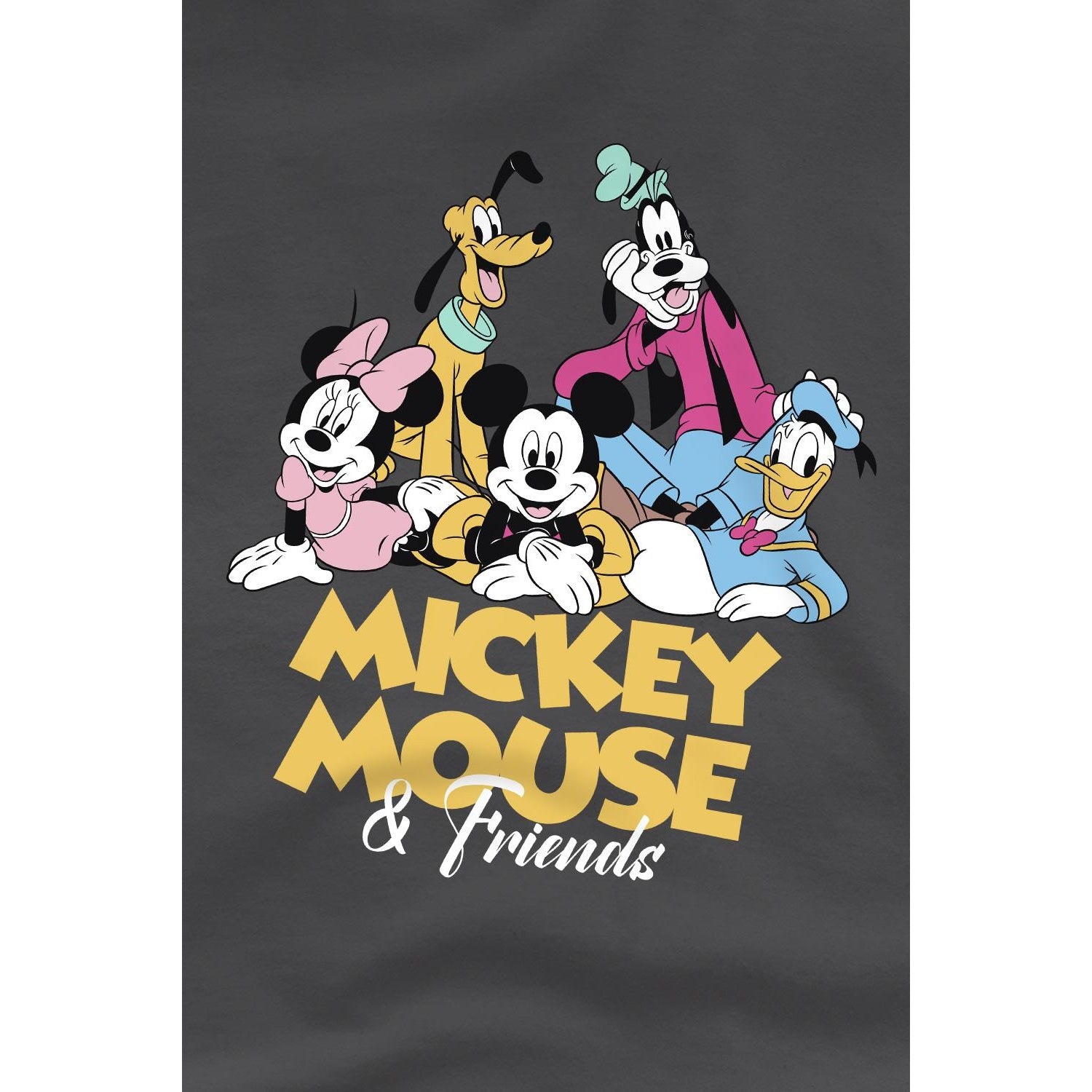 Charcoal - Side - Disney Childrens-Kids Mickey Mouse Friends T-Shirt