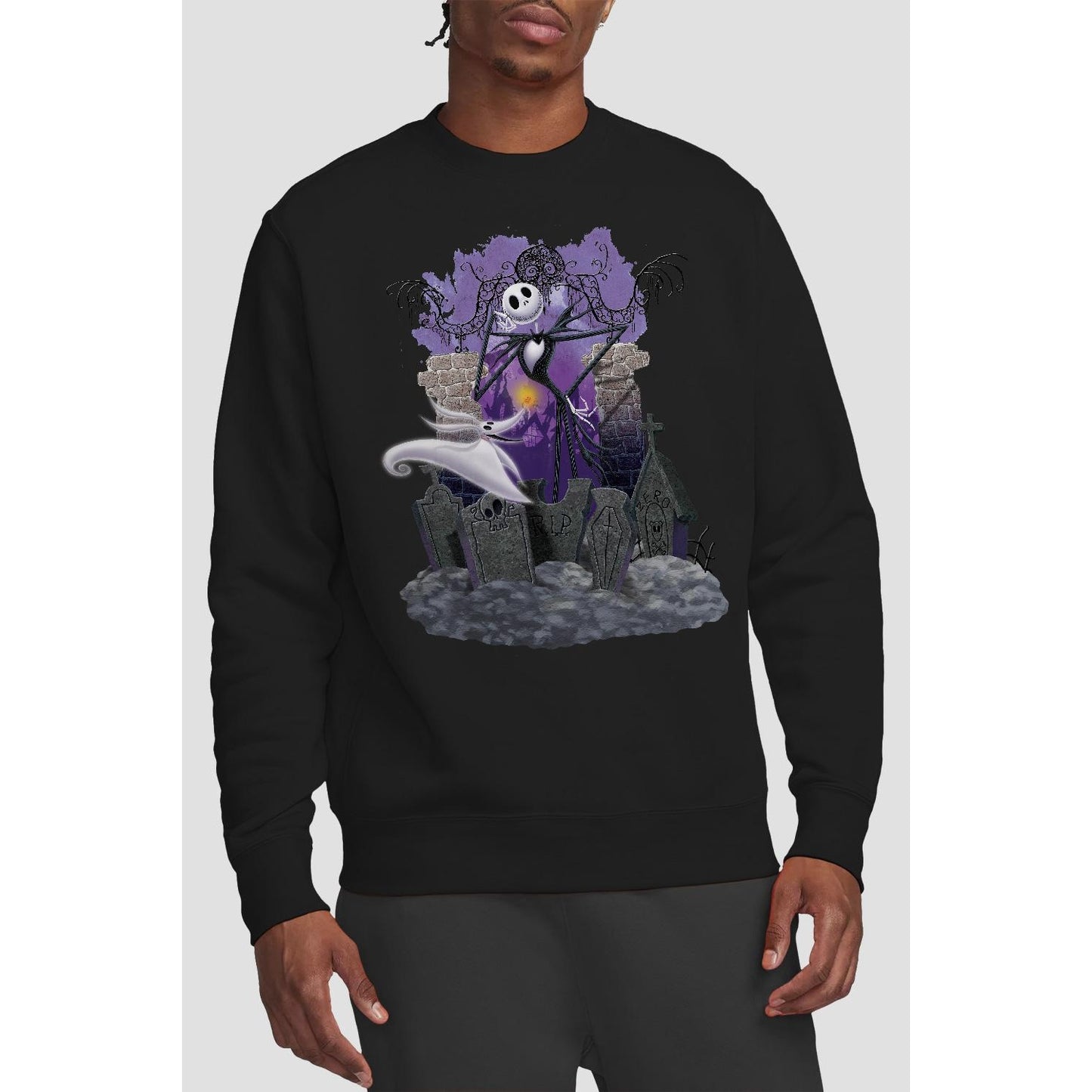 Black - Back - The Nightmare Before Christmas Unisex Adult Jack Skellington Grave Sweatshirt