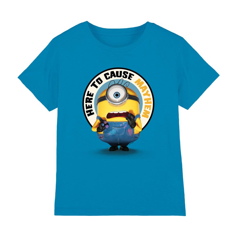 Turquoise - Front - Minions Childrens-Kids Here To Cause Mayhem T-Shirt