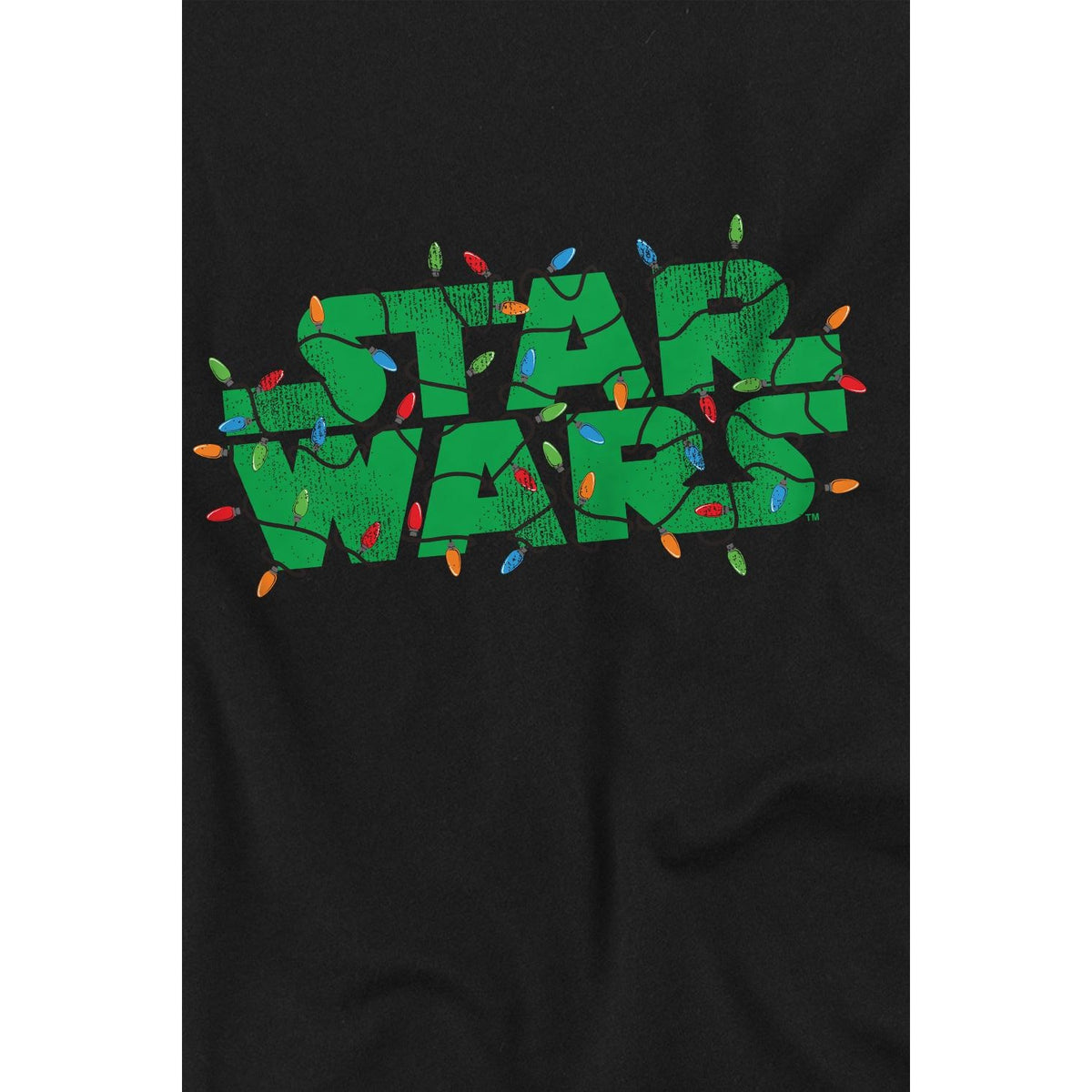 Black - Back - Star Wars Childrens-Kids Christmas Lights Logo T-Shirt