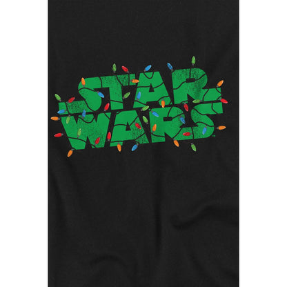 Black - Back - Star Wars Childrens-Kids Christmas Lights Logo T-Shirt