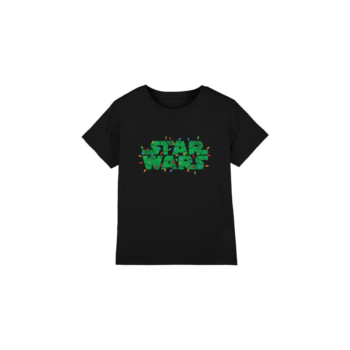 Black - Front - Star Wars Childrens-Kids Christmas Lights Logo T-Shirt