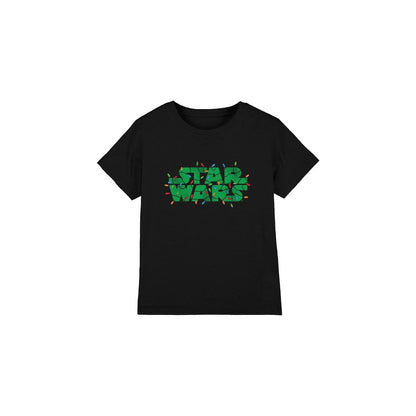 Black - Front - Star Wars Childrens-Kids Christmas Lights Logo T-Shirt