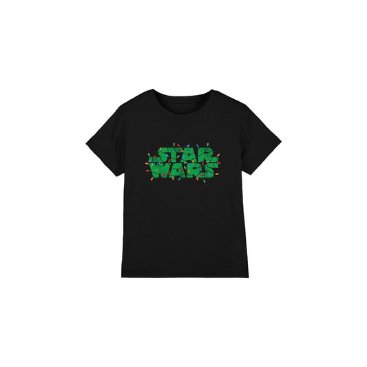 Black - Front - Star Wars Childrens-Kids Christmas Lights Logo T-Shirt