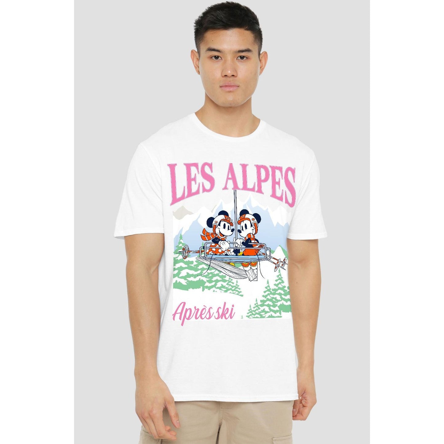 White - Back - Disney Mens Les Alpes Mickey Mouse T-Shirt