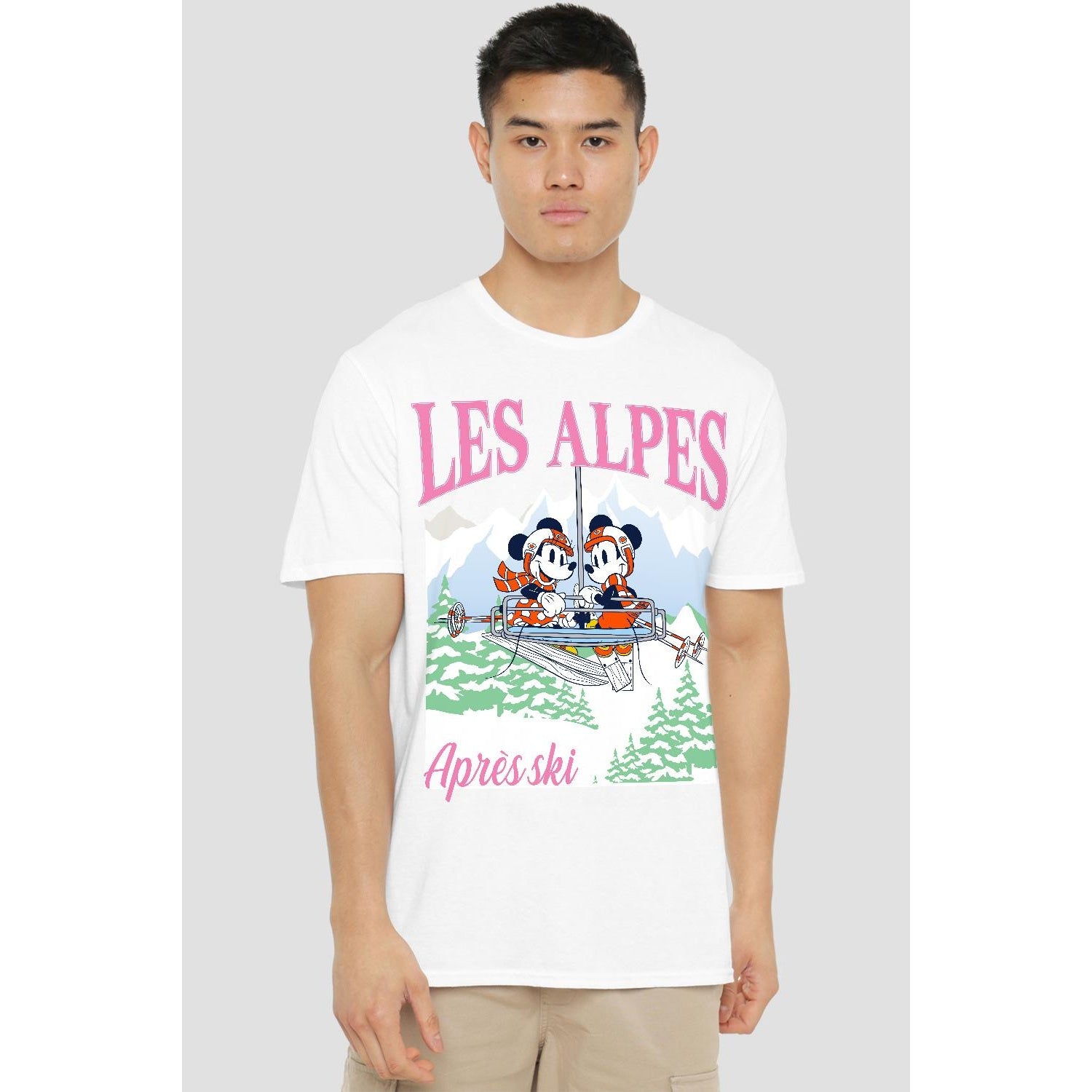 White - Back - Disney Mens Les Alpes Mickey Mouse T-Shirt