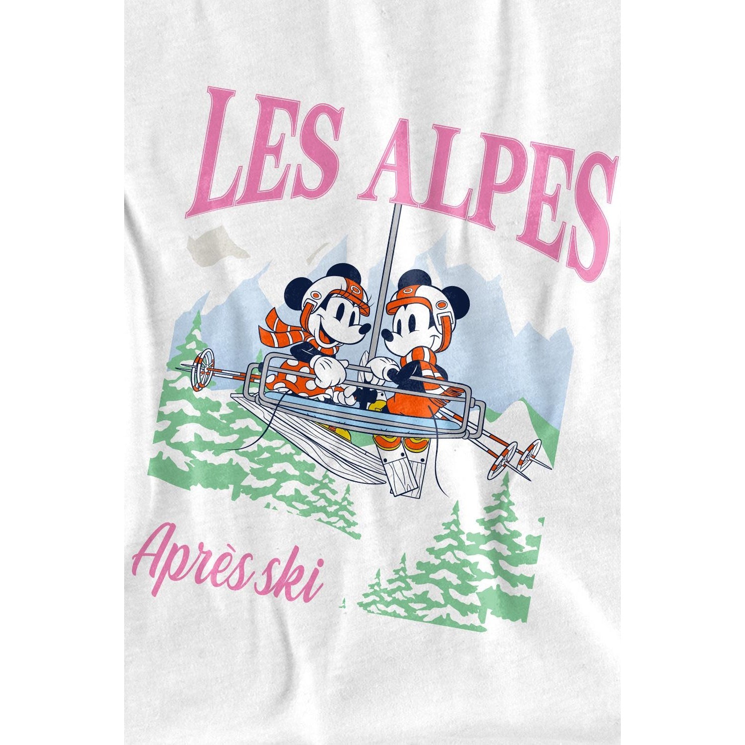 White - Lifestyle - Disney Mens Les Alpes Mickey Mouse T-Shirt