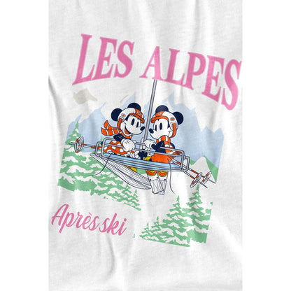 White - Lifestyle - Disney Mens Les Alpes Mickey Mouse T-Shirt