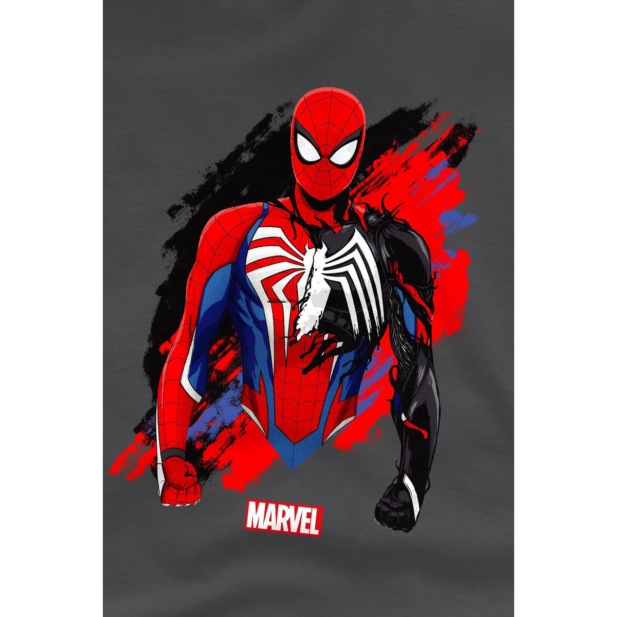Charcoal - Back - Spider-Man Childrens-Kids Symbiote T-Shirt