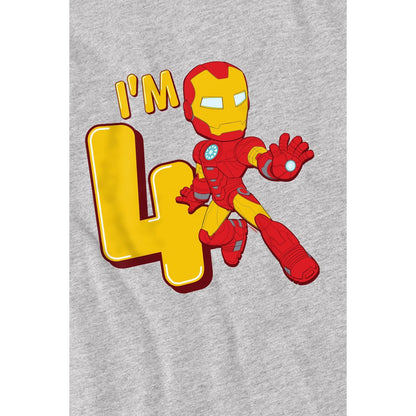 Sport Heather - Back - Iron Man Childrens-Kids Cute 4th Birthday T-Shirt