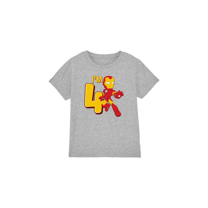 Sport Heather - Front - Iron Man Childrens-Kids Cute 4th Birthday T-Shirt