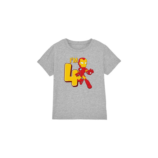 Sport Heather - Front - Iron Man Childrens-Kids Cute 4th Birthday T-Shirt