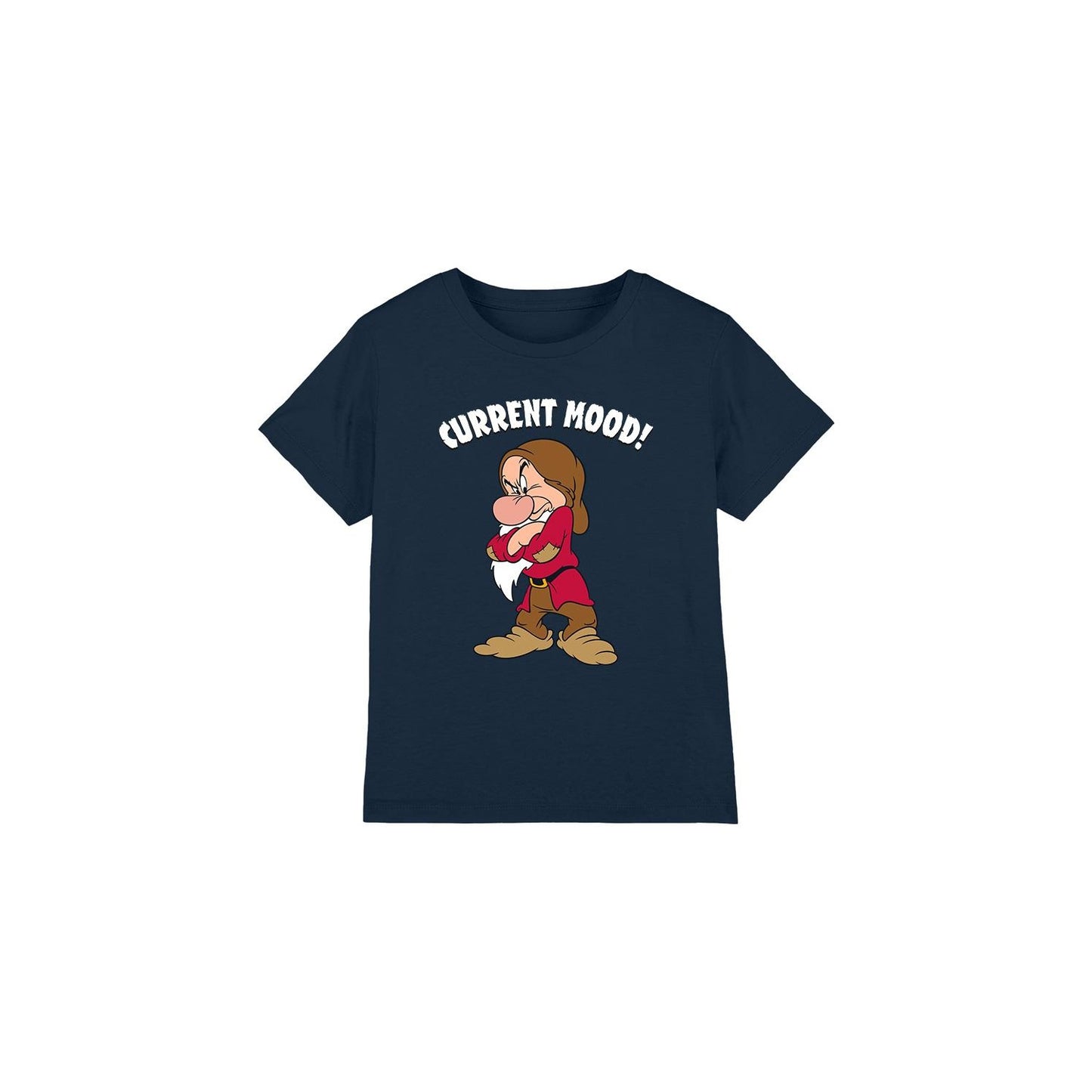 Navy - Front - Snow White And The Seven Dwarfs Childrens-Kids Current Mood Grumpy T-Shirt