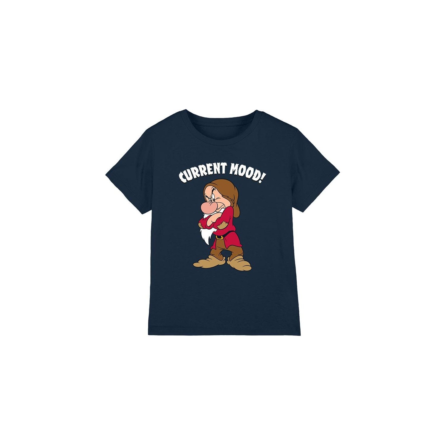 Navy - Front - Snow White And The Seven Dwarfs Childrens-Kids Current Mood Grumpy T-Shirt
