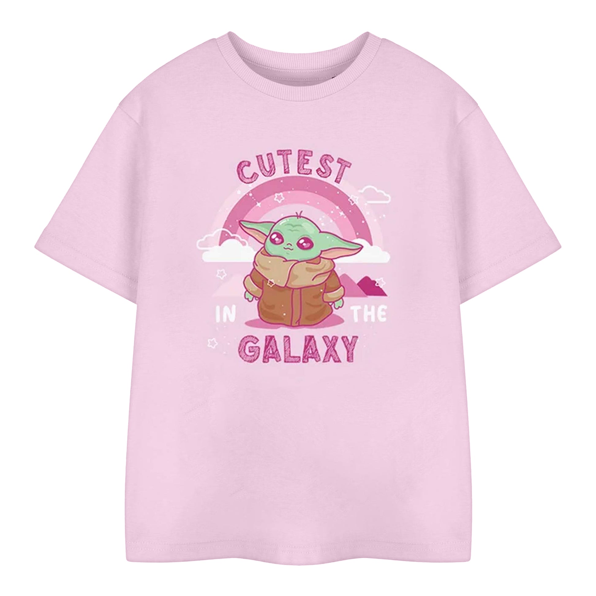 Pink - Front - Star Wars: The Mandalorian Childrens-Kids Cutest In The Galaxy Grogu T-Shirt