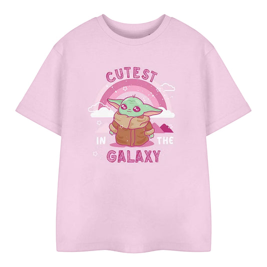Pink - Front - Star Wars: The Mandalorian Childrens-Kids Cutest In The Galaxy Grogu T-Shirt
