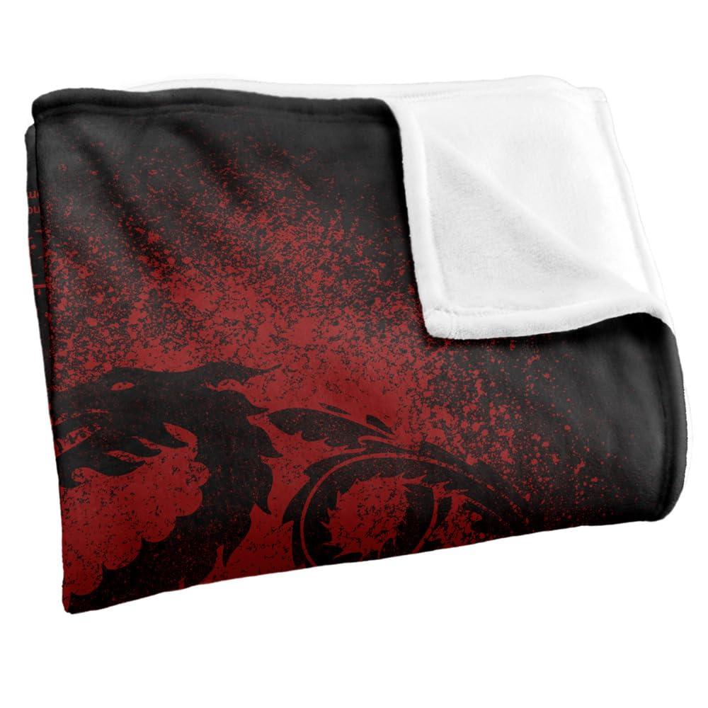 Black-Red - Side - Game Of Thrones Targaryen Outline Soft Touch Blanket
