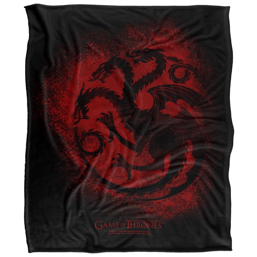 Black-Red - Front - Game Of Thrones Targaryen Outline Soft Touch Blanket