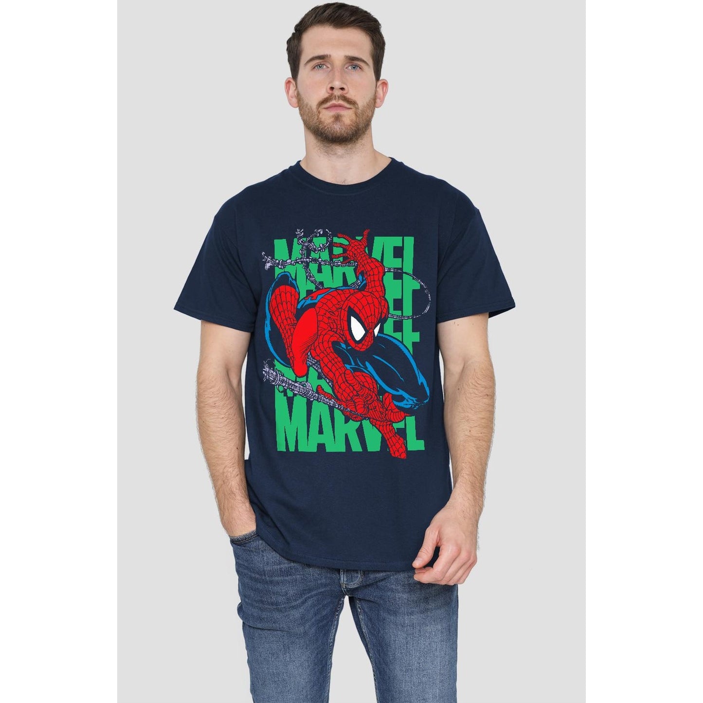 Navy - Back - Spider-Man Mens Wall Crawling T-Shirt