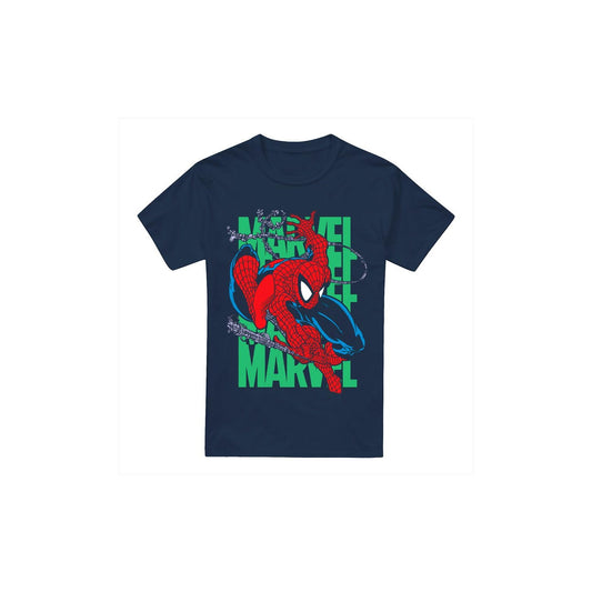 Navy - Front - Spider-Man Mens Wall Crawling T-Shirt