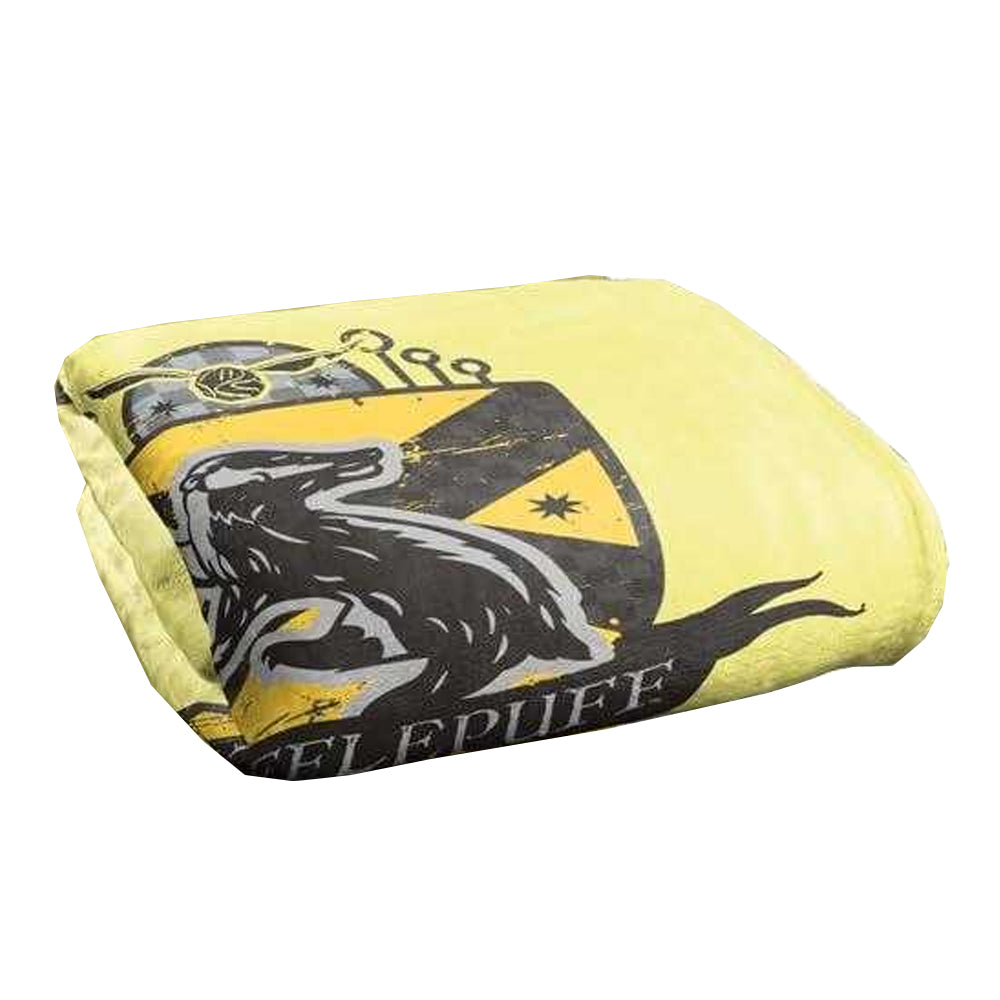 Yellow - Back - Harry Potter Quidditch Hufflepuff Crest Soft Touch Blanket