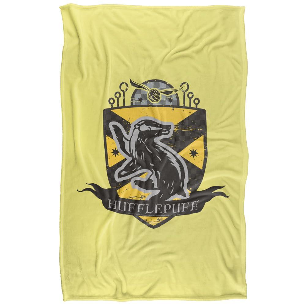 Yellow - Front - Harry Potter Quidditch Hufflepuff Crest Soft Touch Blanket