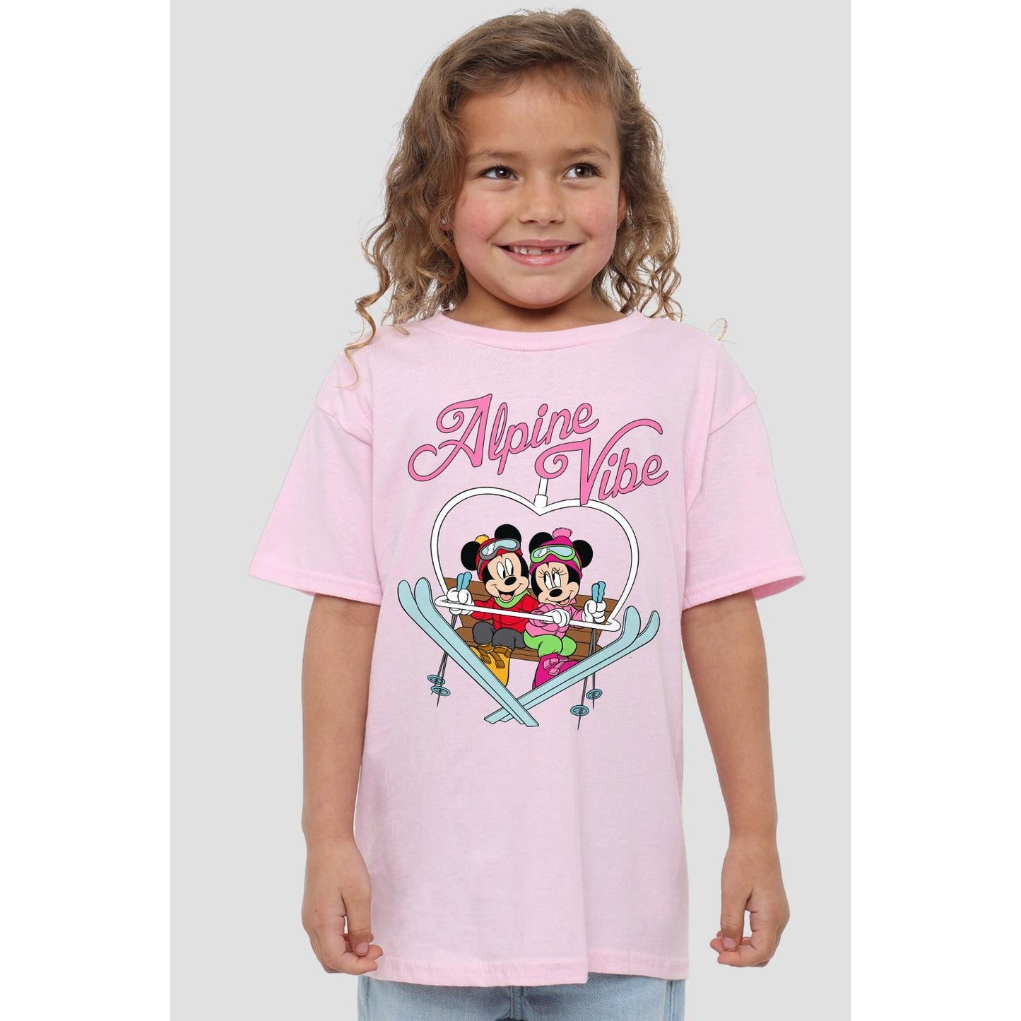 Pink - Back - Disney Childrens-Kids Alpine Vibes Mickey Mouse T-Shirt