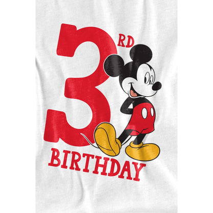 White - Back - Disney Childrens-Kids Mickey Mouse 3rd Birthday T-Shirt