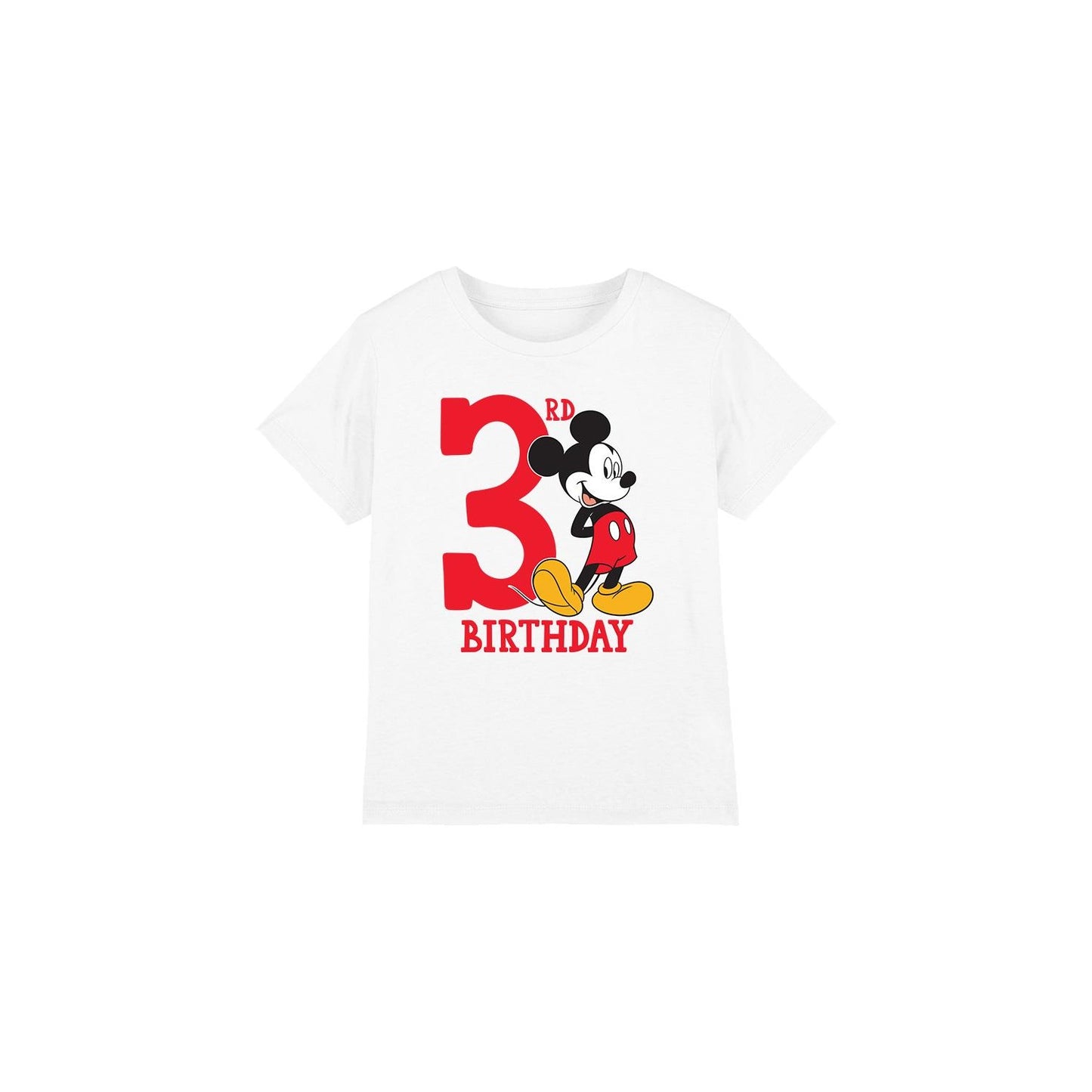 White - Front - Disney Childrens-Kids Mickey Mouse 3rd Birthday T-Shirt