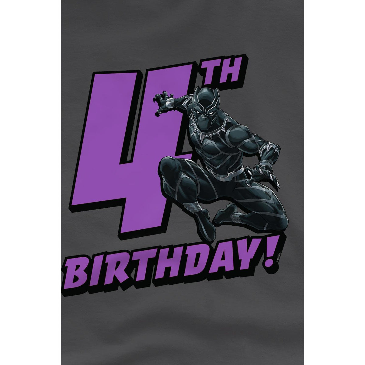 Charcoal - Back - Black Panther Childrens-Kids 4th Birthday T-Shirt