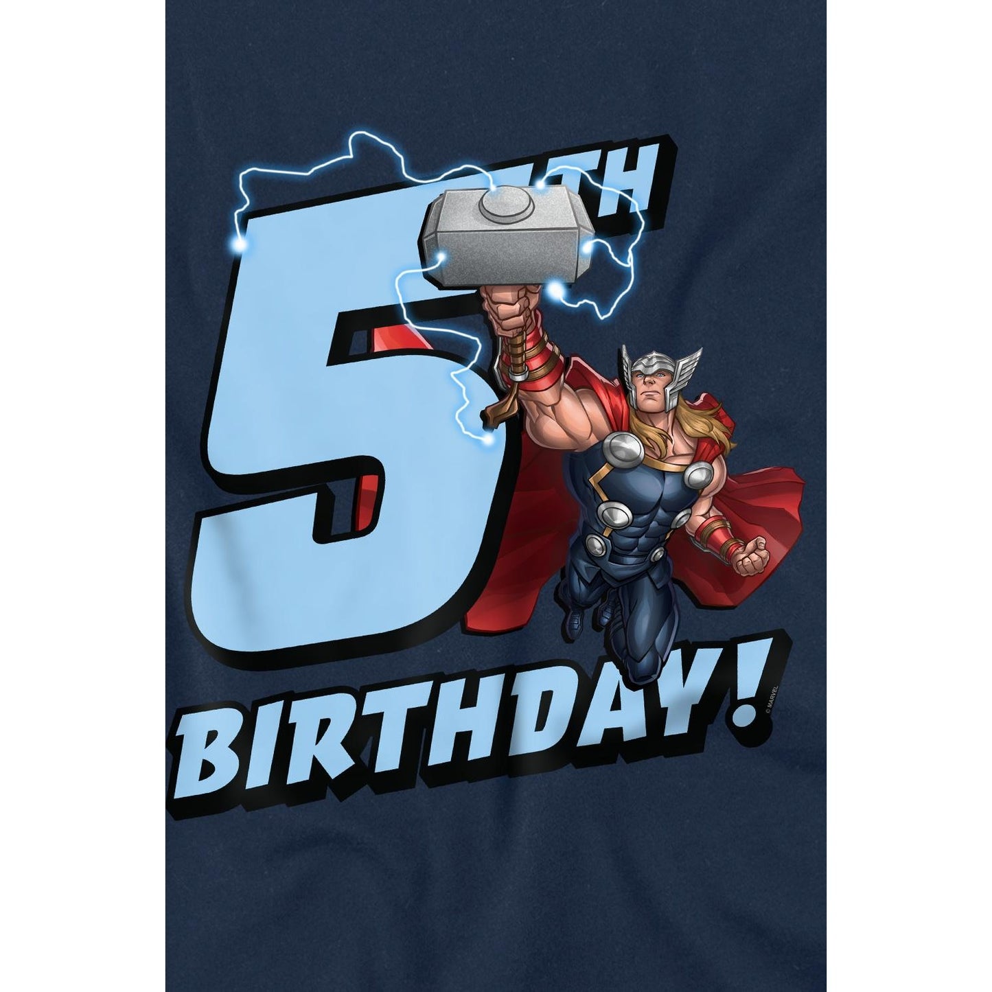 Navy - Back - Thor Childrens-Kids 5th Birthday T-Shirt