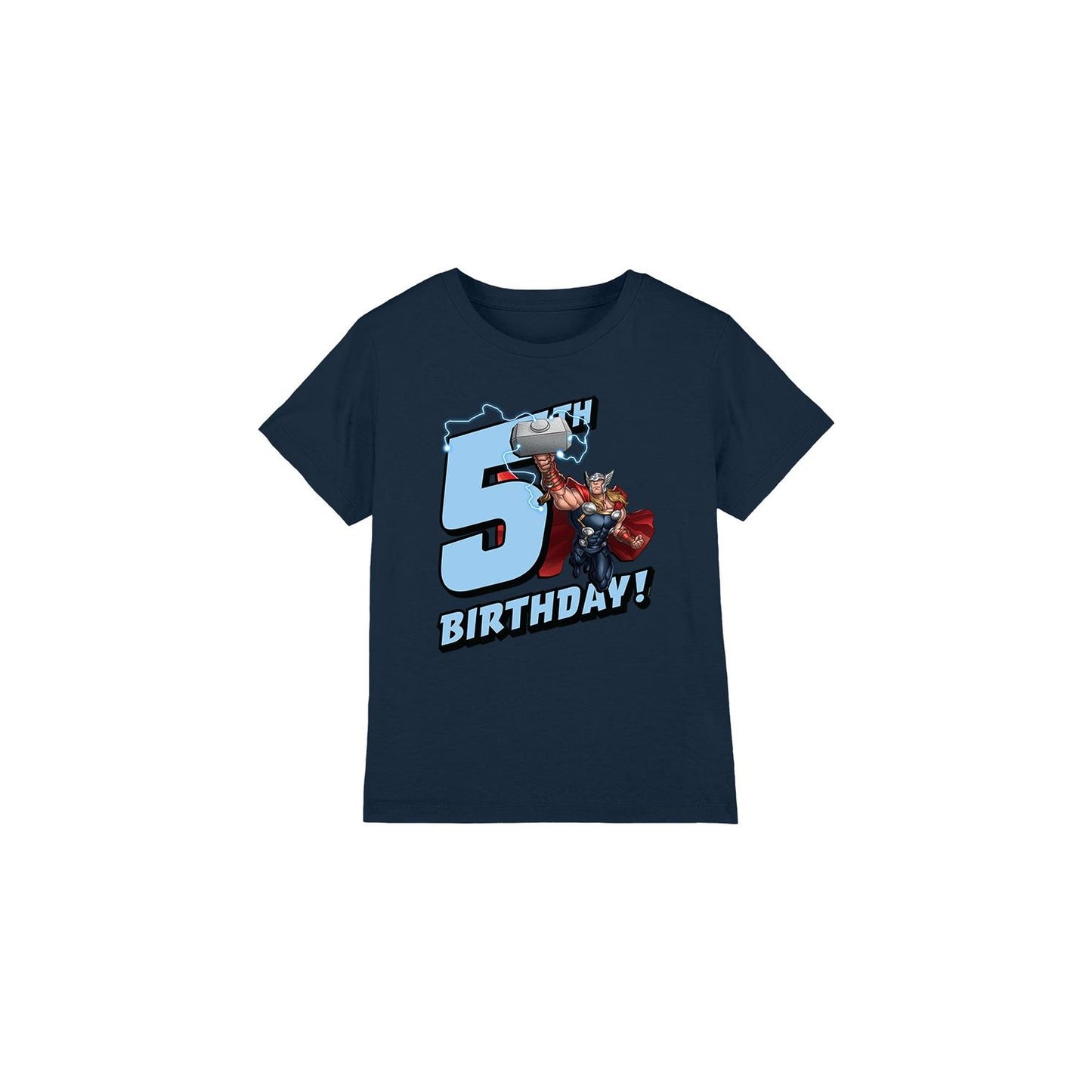 Navy - Front - Thor Childrens-Kids 5th Birthday T-Shirt