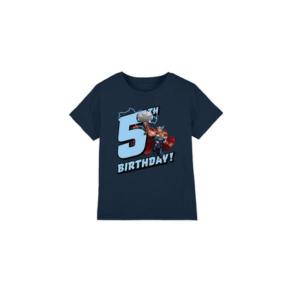 Navy - Front - Thor Childrens-Kids 5th Birthday T-Shirt