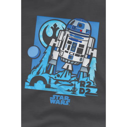 Charcoal - Back - Star Wars Childrens-Kids Papercut R2-D2 T-Shirt