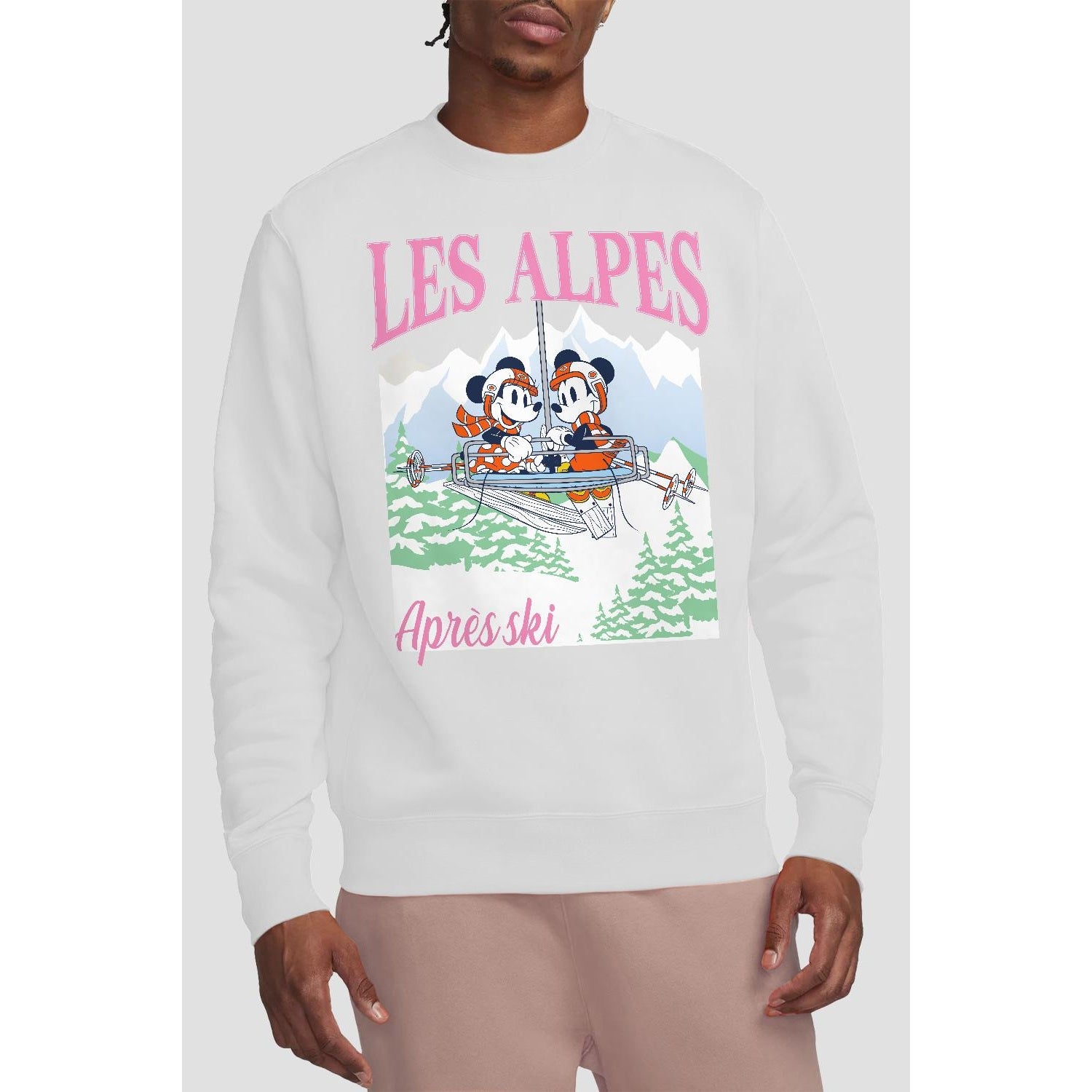 White - Back - Disney Unisex Adult Les Alpes Mickey Mouse Sweatshirt
